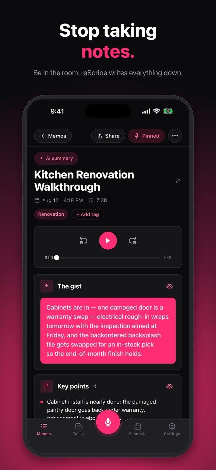 reScribe turns a recording into notes automatically