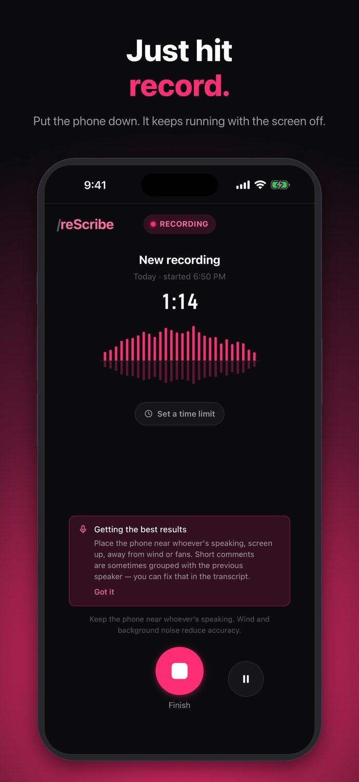 Record with the screen off and the phone in your pocket