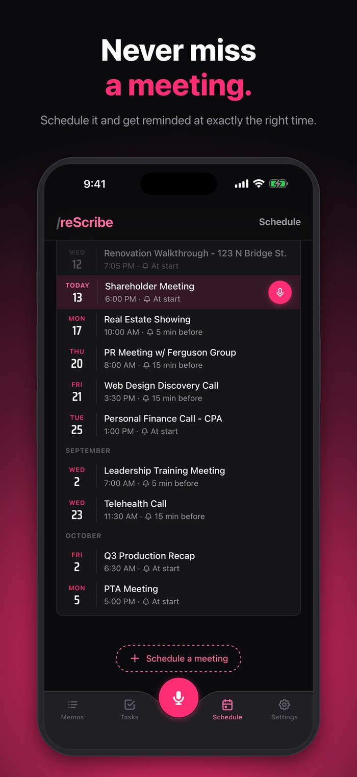Schedule meetings and get reminded at the right time